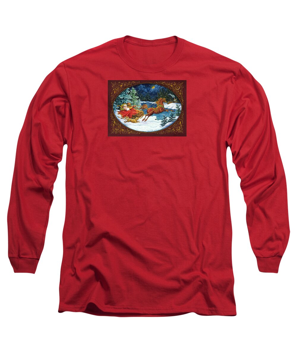 Christmas Long Sleeve T-Shirt featuring the painting Sleigh Ride by Lynn Bywaters