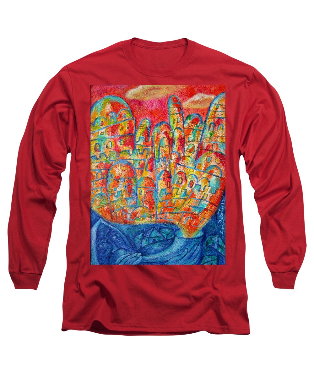 Judaica Painting Long Sleeve T-Shirt featuring the painting Sound of Shofar by Leon Zernitsky