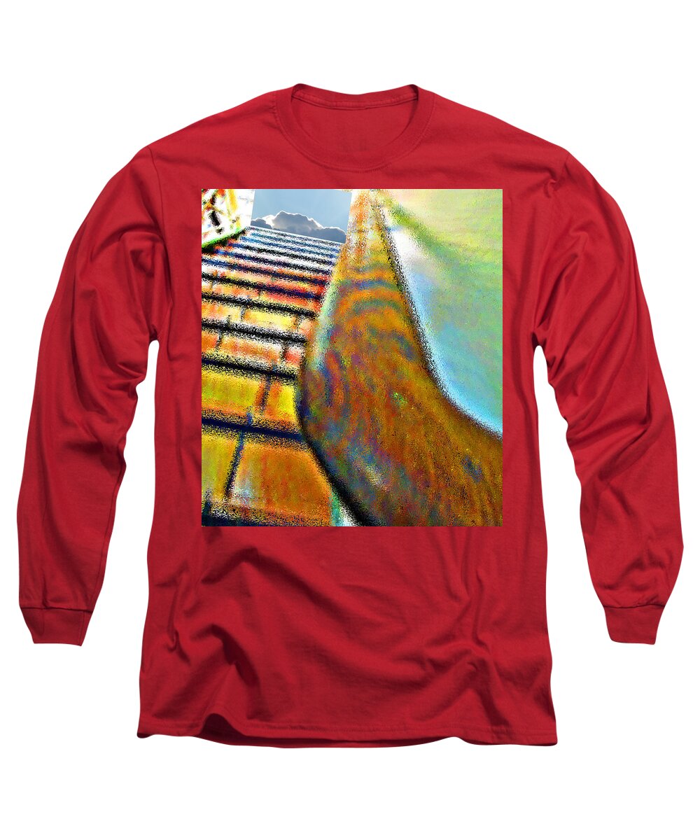 Abstract Long Sleeve T-Shirt featuring the photograph Stairway by Dart Humeston