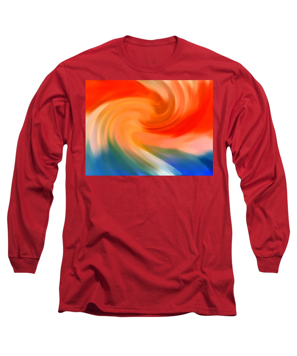 Abstract Landscape Long Sleeve T-Shirt featuring the painting Storm at Sea 1 by Amy Vangsgard