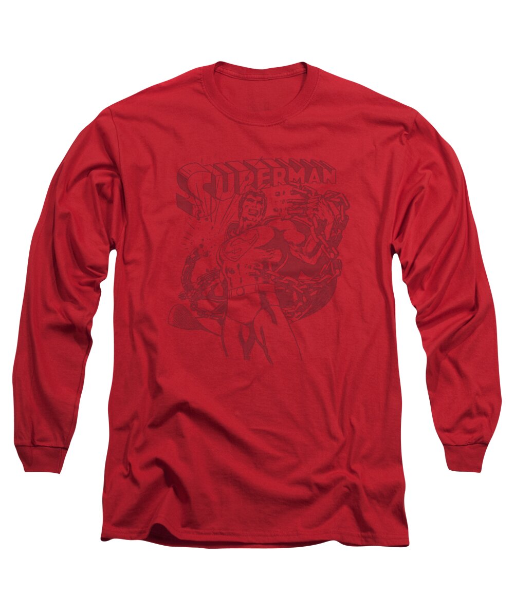 Superman Long Sleeve T-Shirt featuring the digital art Superman - Code Red by Brand A