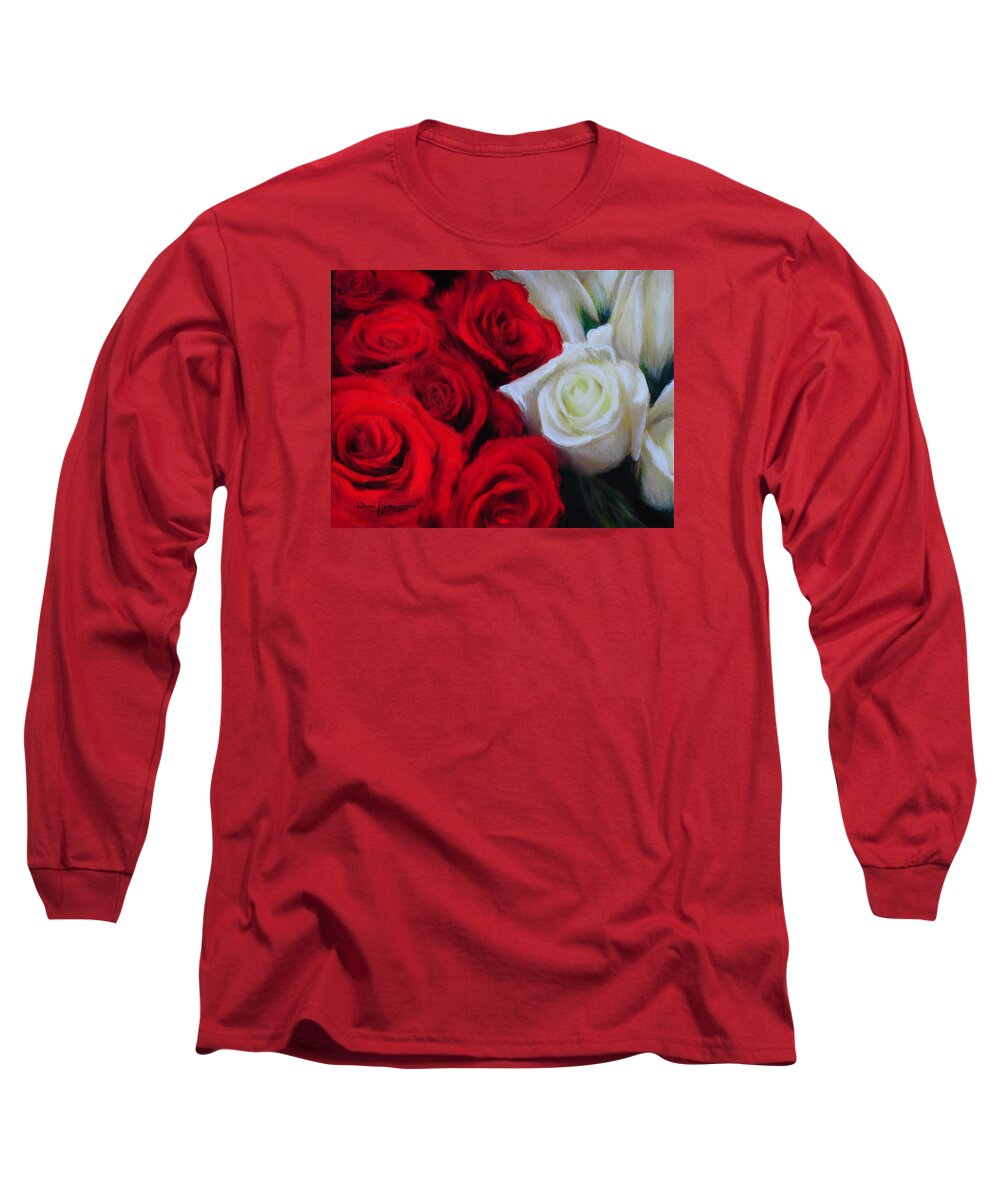 Red Long Sleeve T-Shirt featuring the painting Symphony in Red and White by Daniel Adams