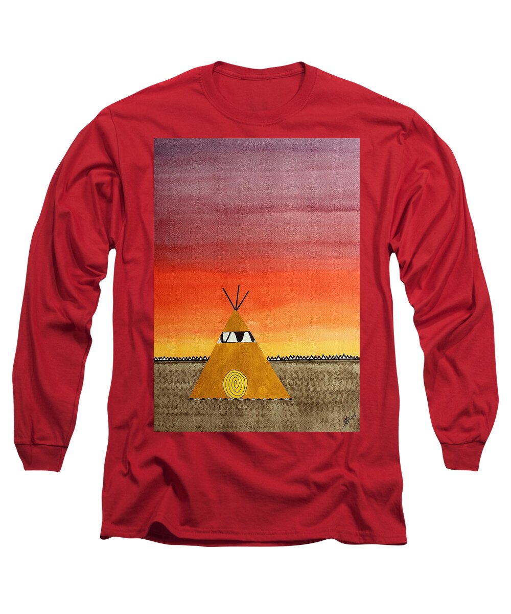 Teepee Long Sleeve T-Shirt featuring the painting Tepee or Not Tepee original painting by Sol Luckman
