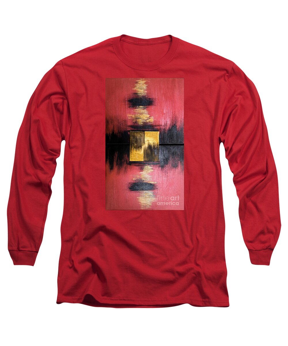 Abstract Long Sleeve T-Shirt featuring the painting The Sunset by Fei A