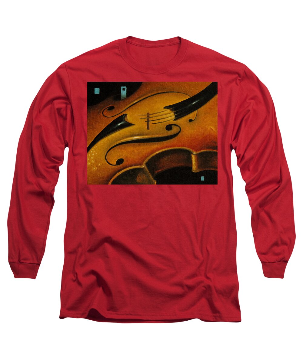 Violin Long Sleeve T-Shirt featuring the painting The Warmth of a Violin by T S Carson