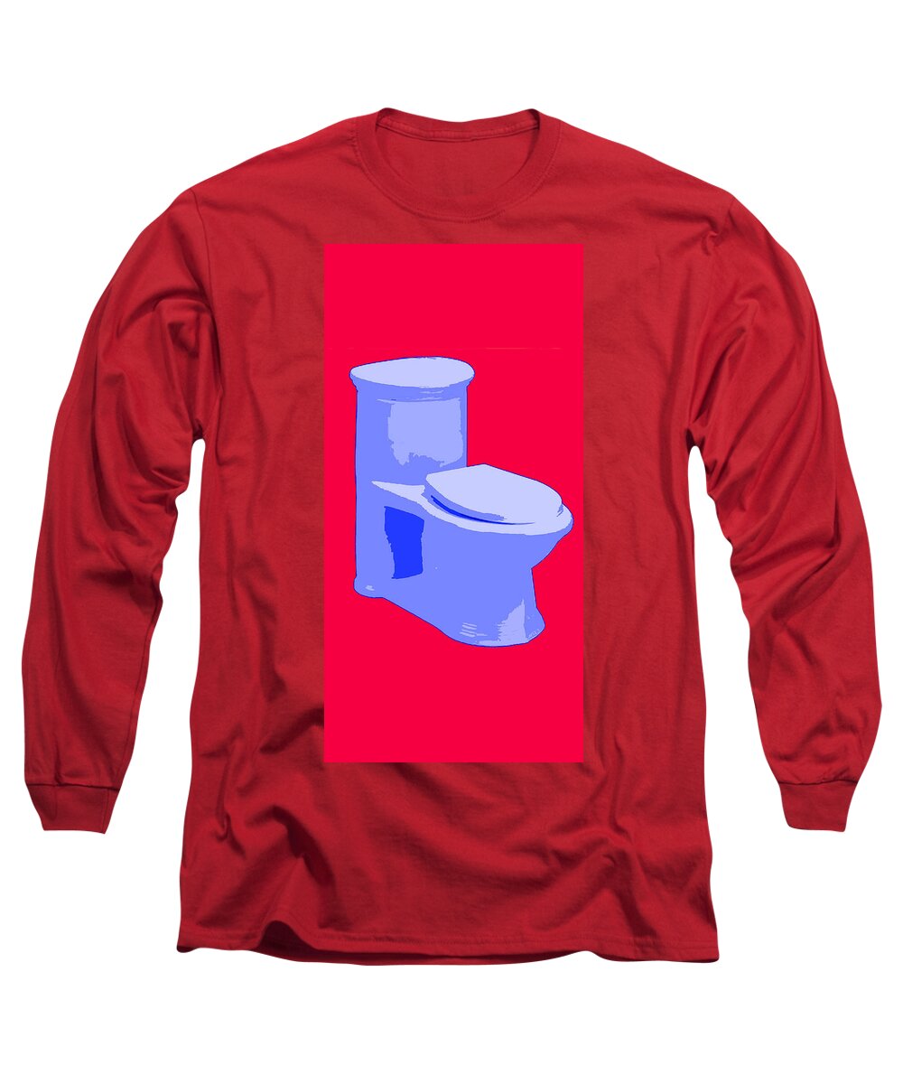 Toilet Long Sleeve T-Shirt featuring the painting Toilette in Blue by Deborah Boyd