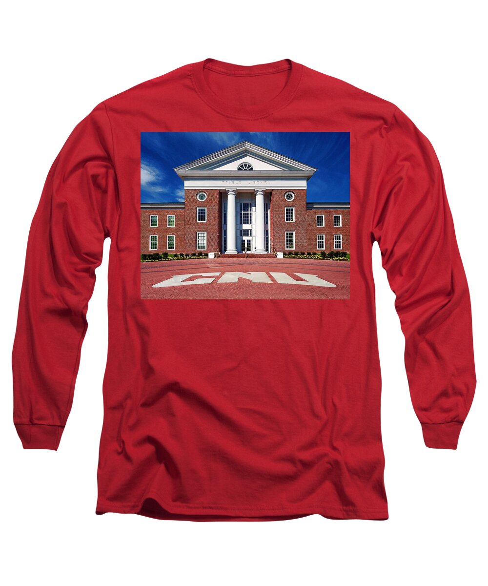 Cnu Long Sleeve T-Shirt featuring the photograph Trible Library Christopher Newport University by Jerry Gammon