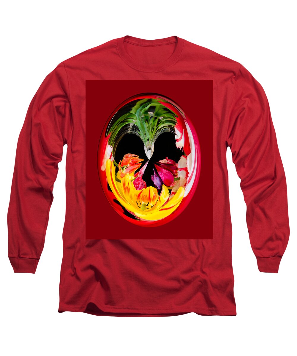 Tulips Long Sleeve T-Shirt featuring the photograph Red Tulip Orb by Georgette Grossman