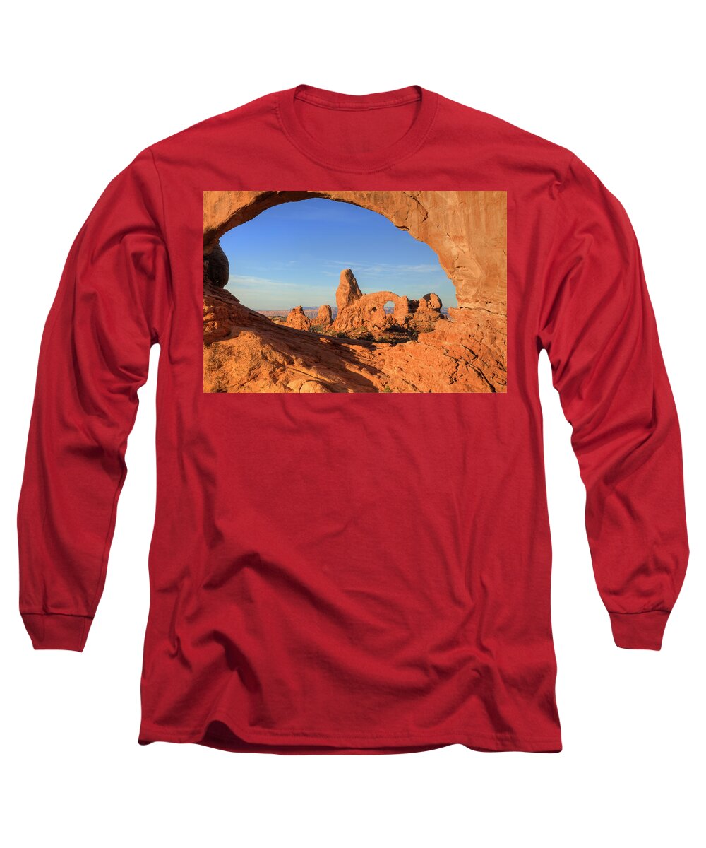 Rock Long Sleeve T-Shirt featuring the photograph Turret Arch through North Window by Alan Vance Ley
