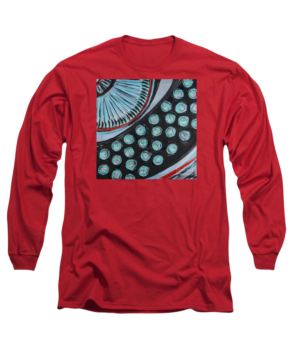 Typewriter Long Sleeve T-Shirt featuring the painting Which Type Are You? by Rebecca Weeks