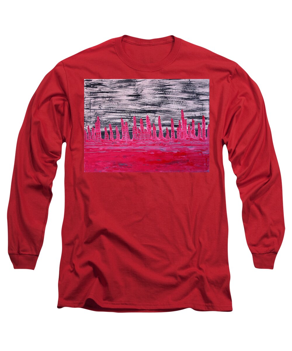 Winter Long Sleeve T-Shirt featuring the painting Winter Hoodoos original painting by Sol Luckman