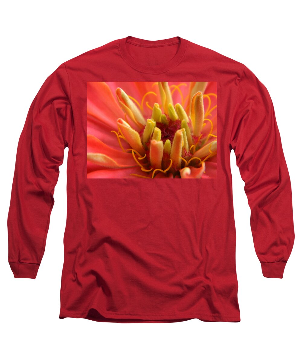 Flower Long Sleeve T-Shirt featuring the photograph Zinnia Jeden by Karen Mesaros