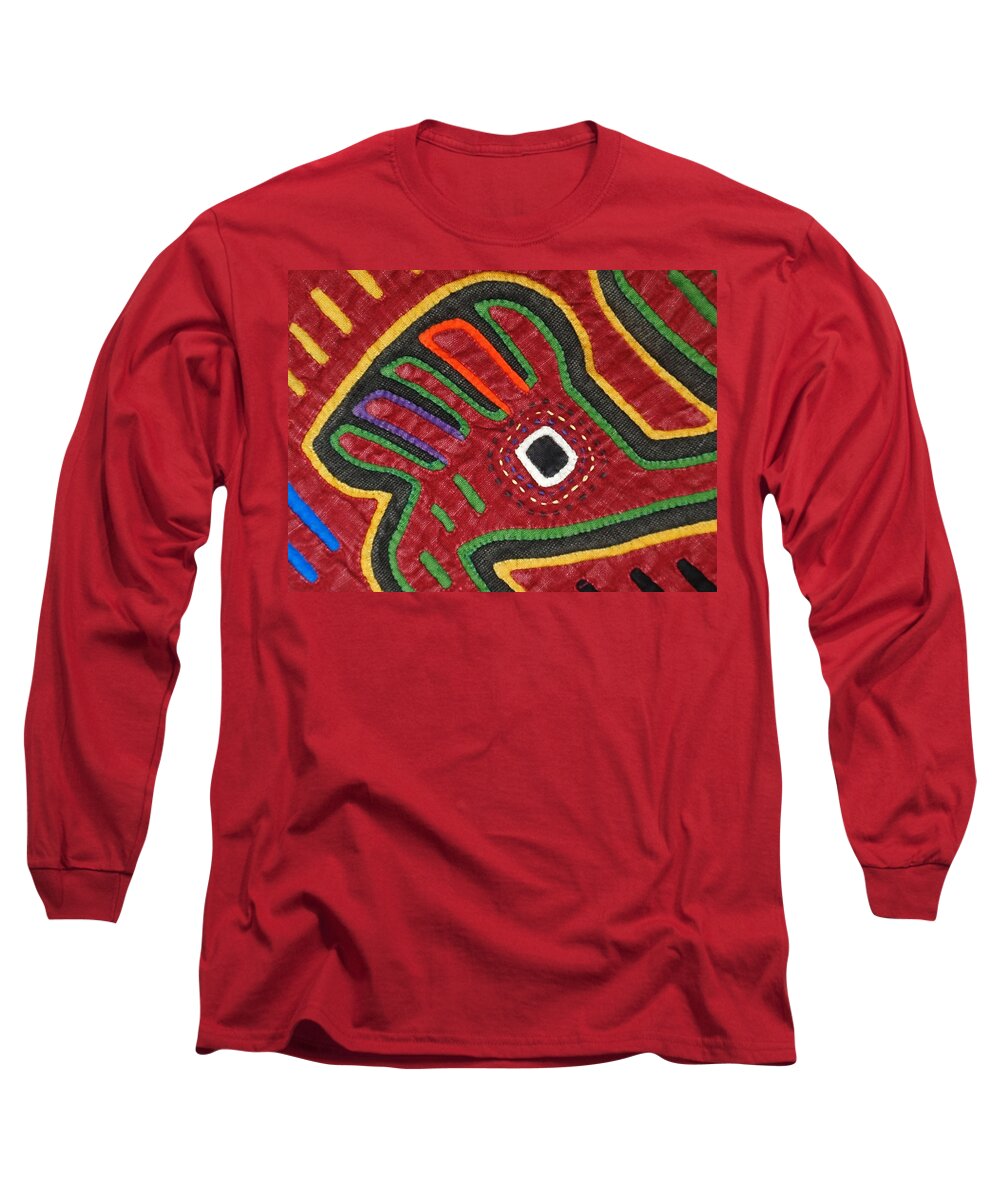 Mola Long Sleeve T-Shirt featuring the photograph Mola Textiles of Panama by Kathy Clark