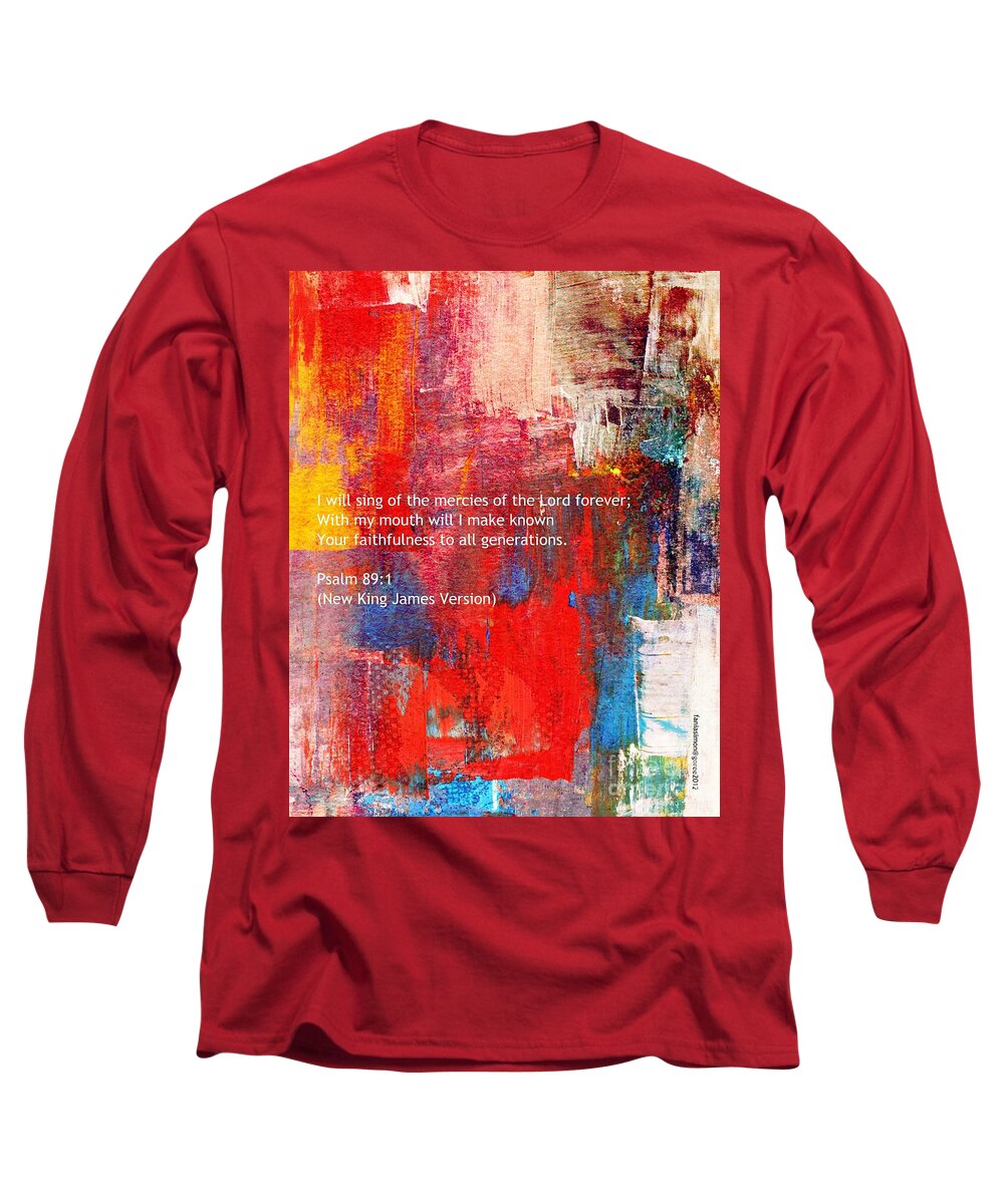 Fania Simon Long Sleeve T-Shirt featuring the mixed media Psalm 89 - 1 by Fania Simon