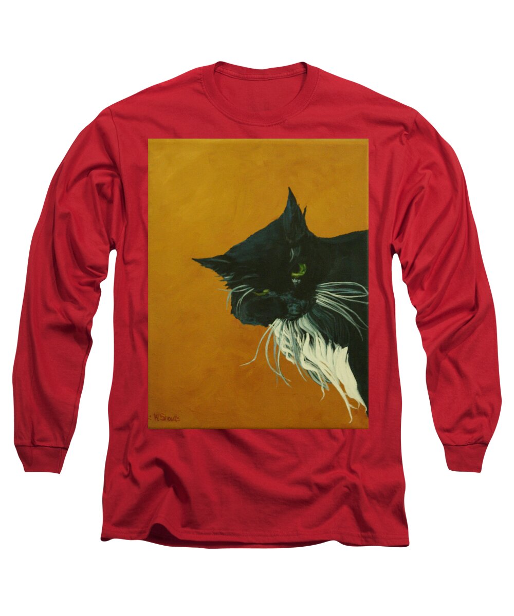 Cat Long Sleeve T-Shirt featuring the painting The Doof by Wendy Shoults