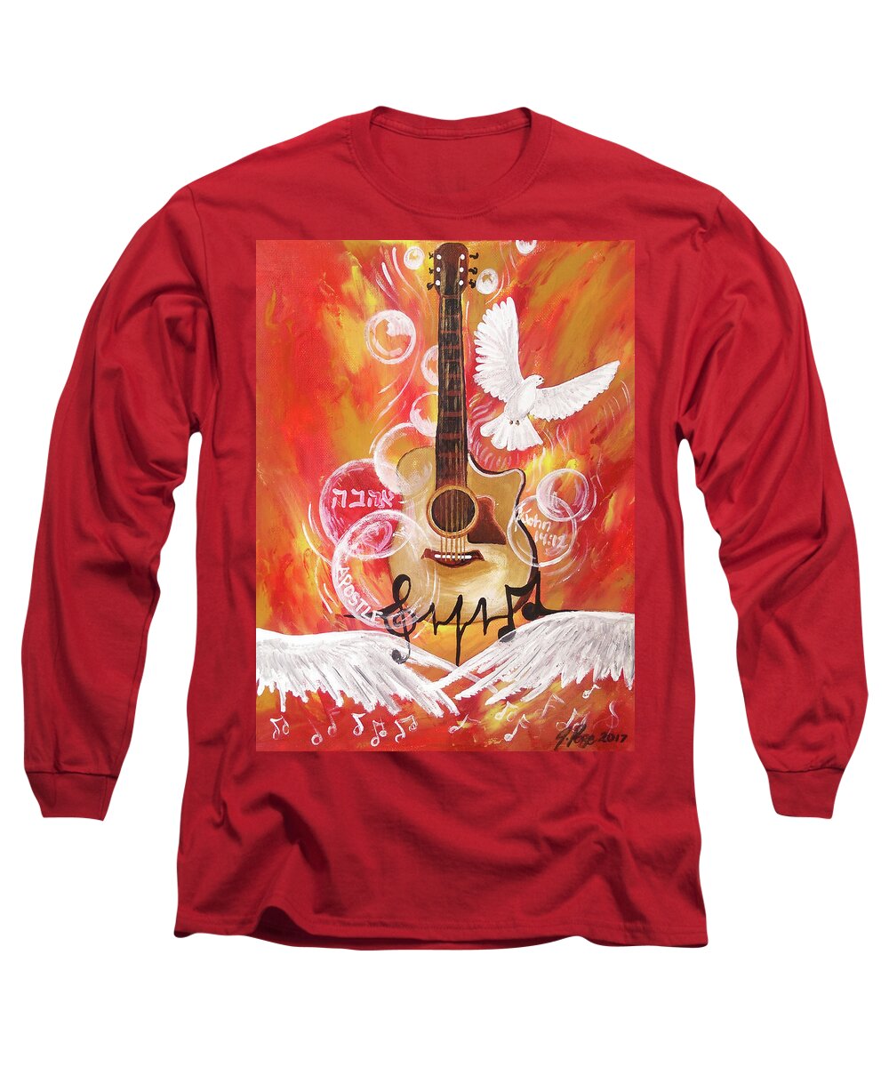 Jennifer Page Long Sleeve T-Shirt featuring the painting I can Hear the Sound #2 by Jennifer Page