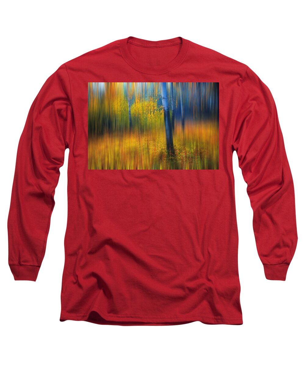 Autumn Long Sleeve T-Shirt featuring the photograph In the Golden Woods. Impressionism #2 by Jenny Rainbow