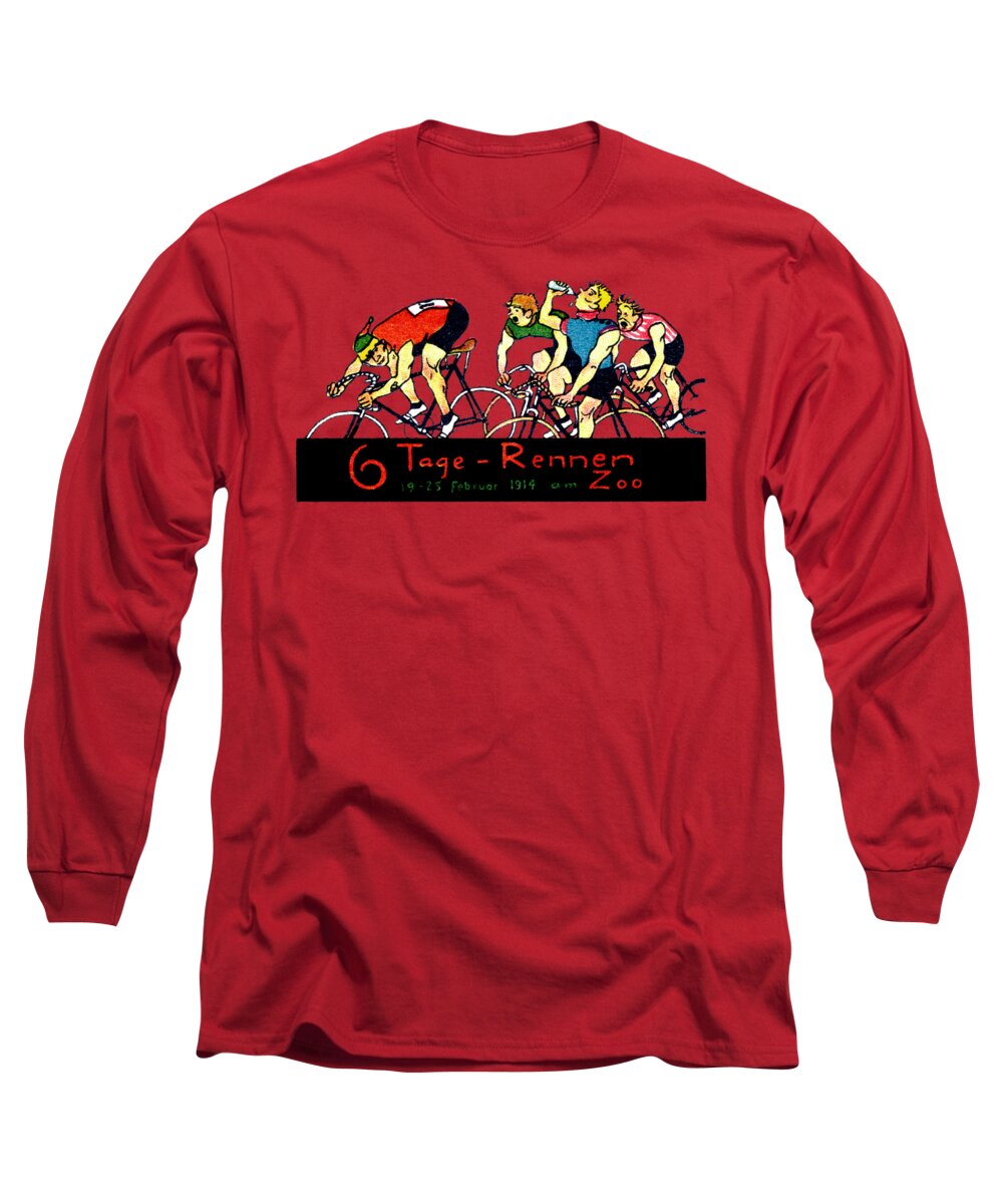  Long Sleeve T-Shirt featuring the painting 1914 Bicycle Race Poster by Historic Image