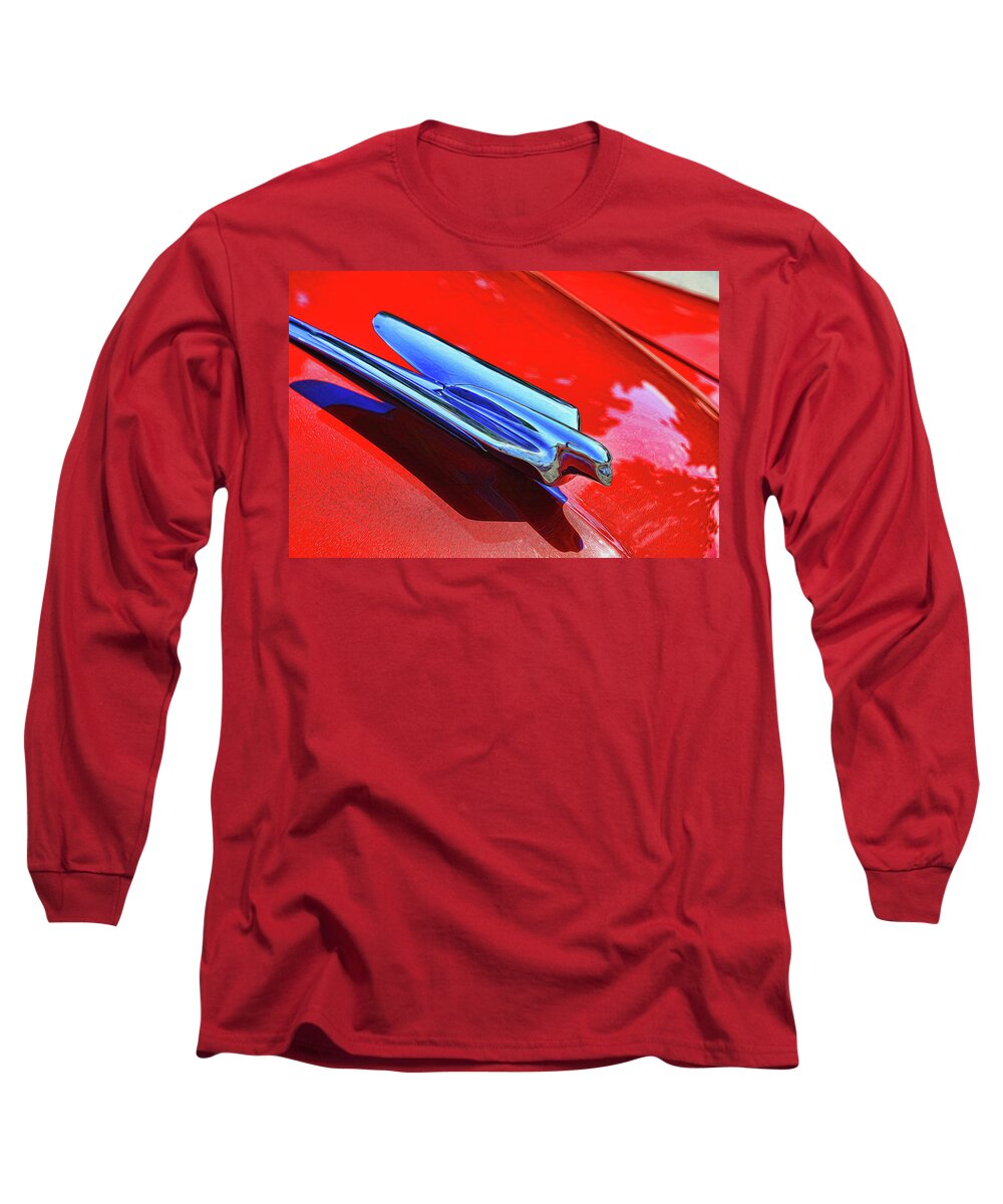 Auto Long Sleeve T-Shirt featuring the photograph 1948 Cadillac Hood Ornament by Allen Beatty