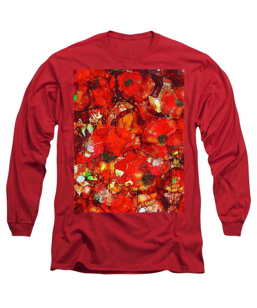 Abstract Long Sleeve T-Shirt featuring the painting Poppies #2 by Klara Acel