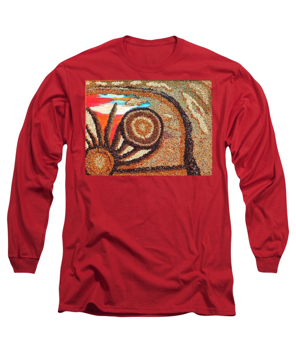 Agricultural Long Sleeve T-Shirt featuring the mixed media Prairie Energy III by Naomi Gerrard