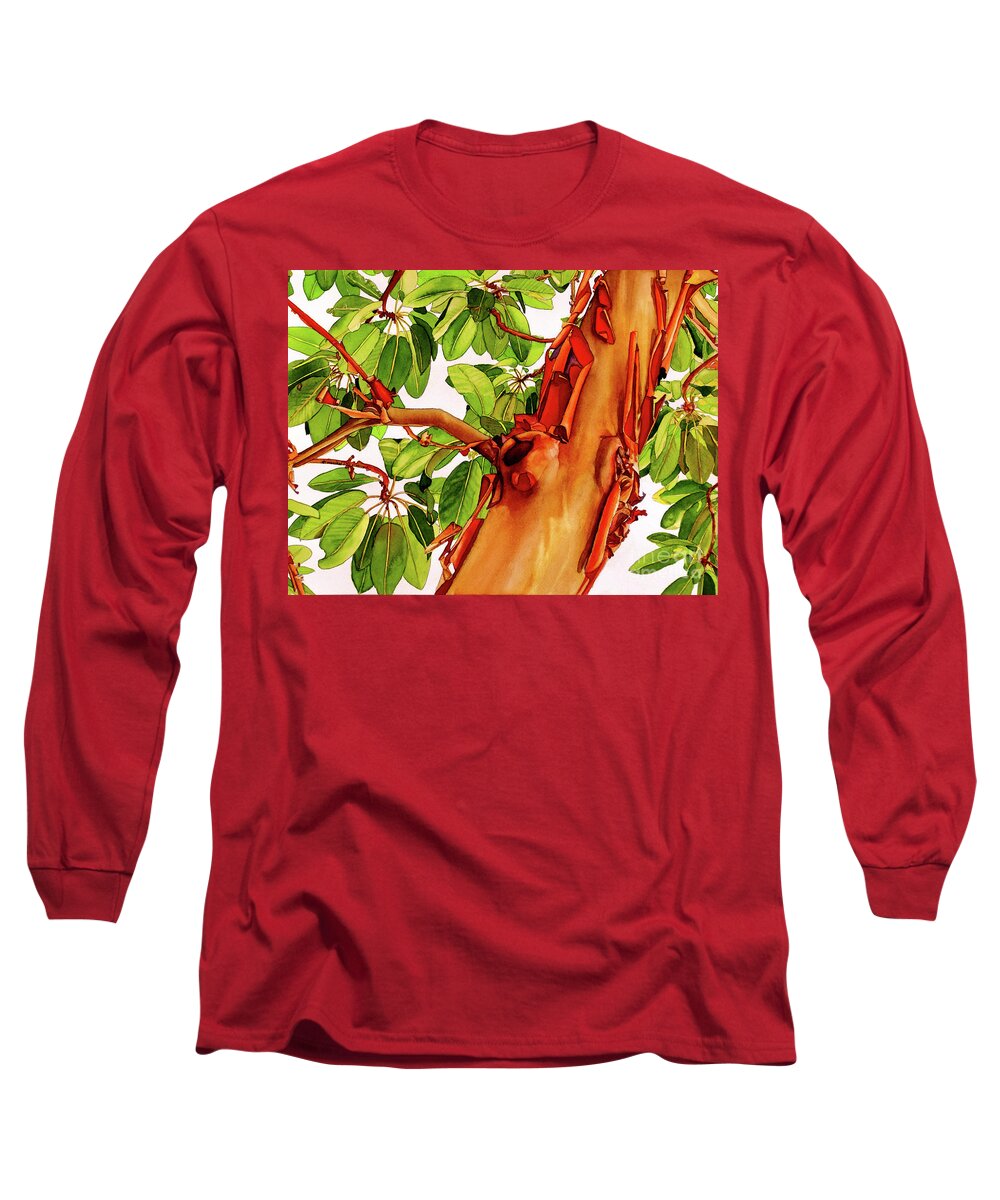 Arbutus Menziesii Long Sleeve T-Shirt featuring the painting #249 Madrone #249 by William Lum