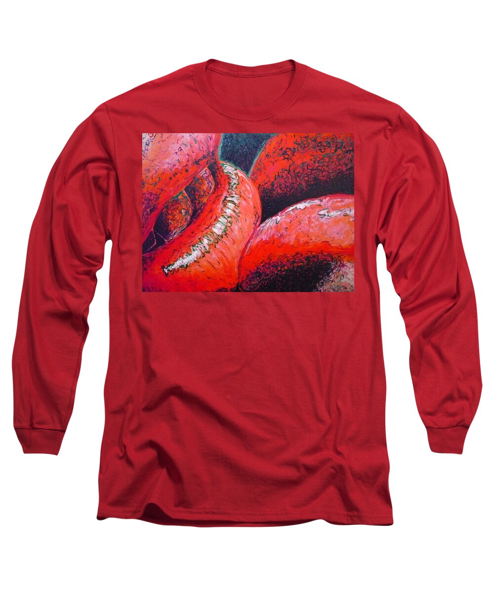 Kiss Long Sleeve T-Shirt featuring the painting A kiss by Ericka Herazo