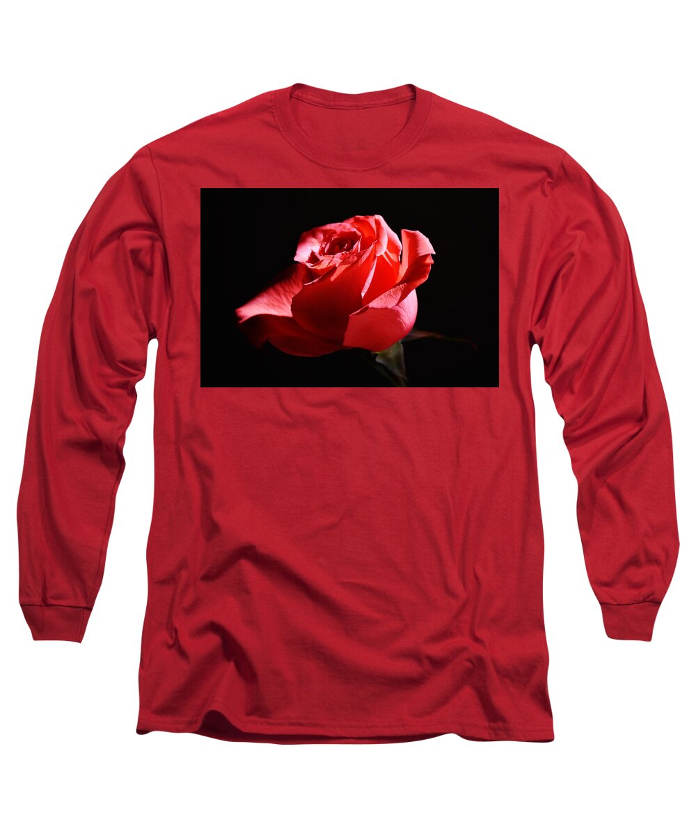 Red Long Sleeve T-Shirt featuring the photograph A Rose by Eileen Brymer