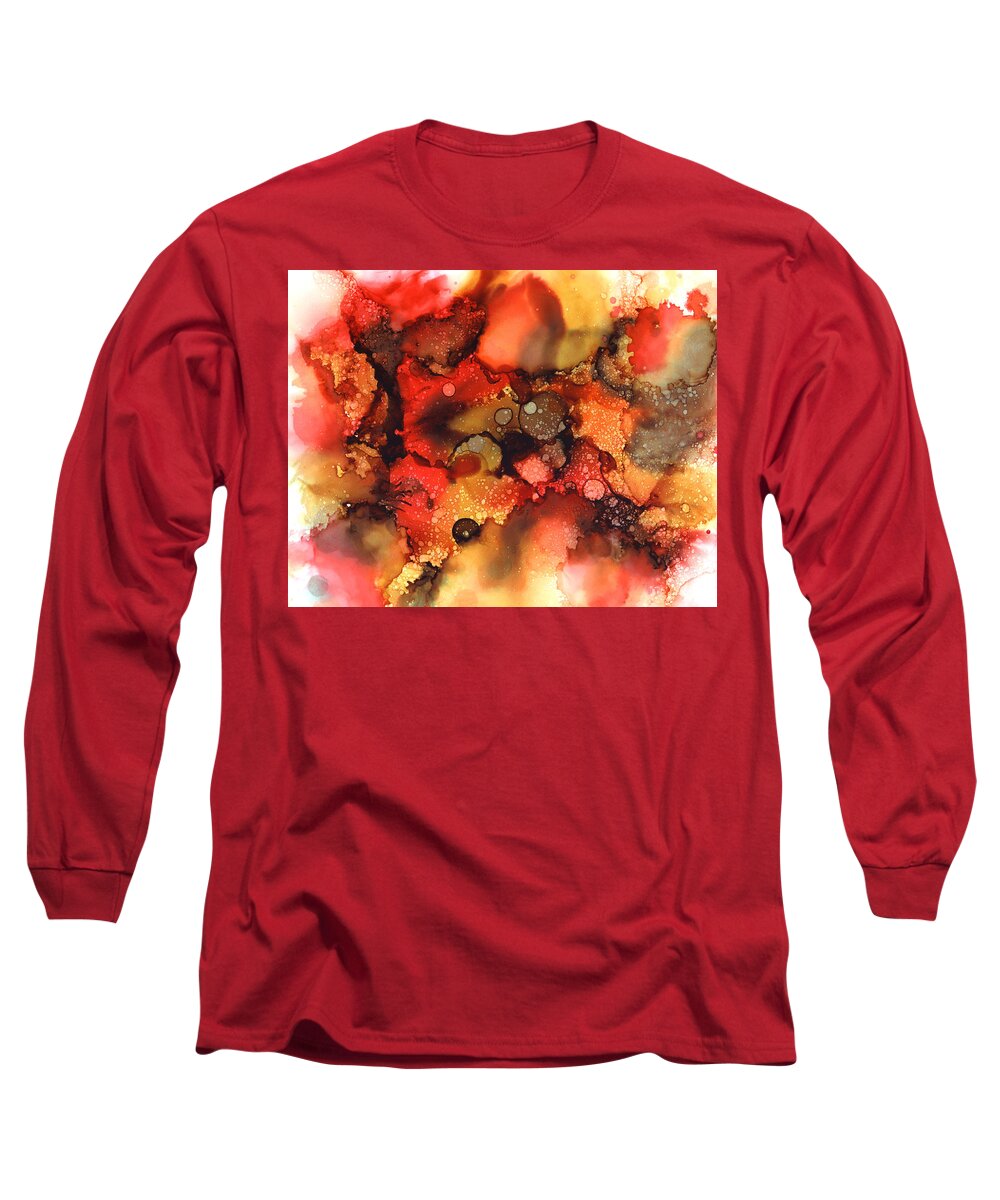Abstract Long Sleeve T-Shirt featuring the painting Abstract 30 by Lucie Dumas