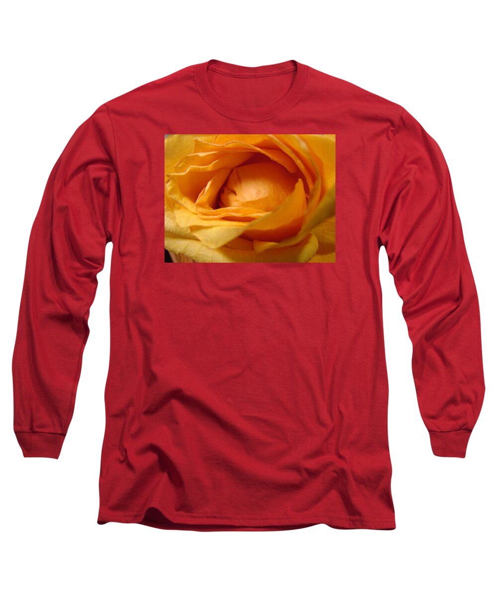 Yellow Long Sleeve T-Shirt featuring the photograph Amber's Rose by Mary Halpin
