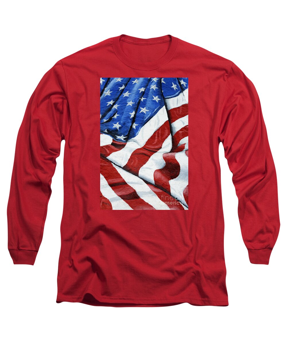 Red White Blue Us U.s. Usa U.s.a.american Flag Old Glory Colors Long Sleeve T-Shirt featuring the photograph American Colors No 2 6911 by Ken DePue