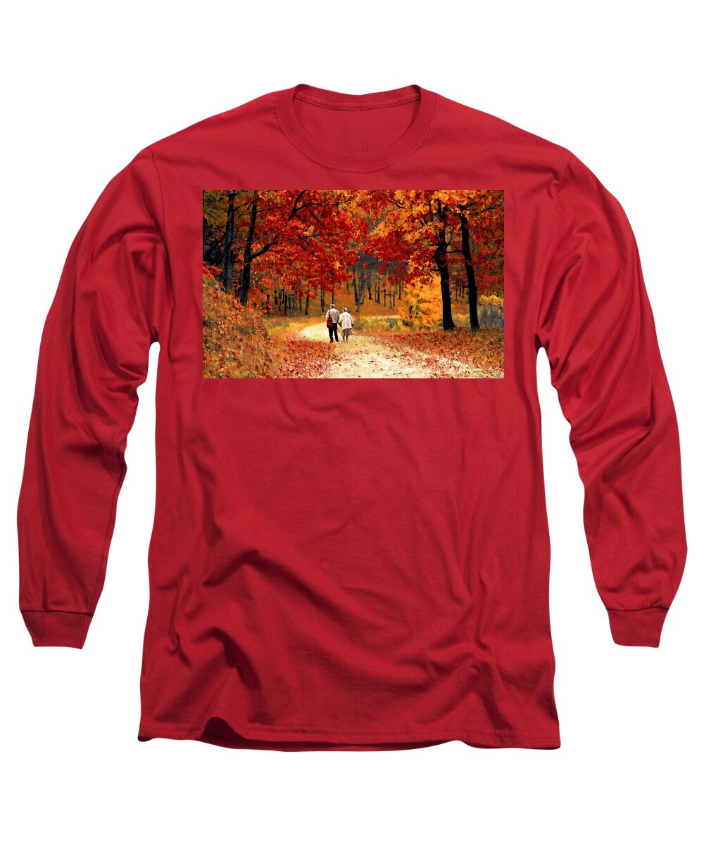 Autumn Long Sleeve T-Shirt featuring the photograph An Autumn Walk by David Dehner