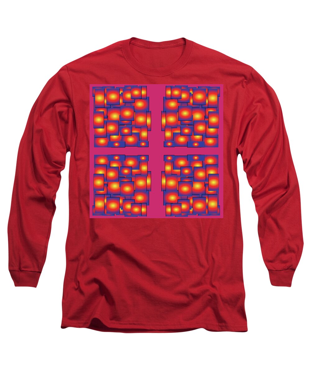 Urban Long Sleeve T-Shirt featuring the digital art 061 Glowing Squares by Cheryl Turner