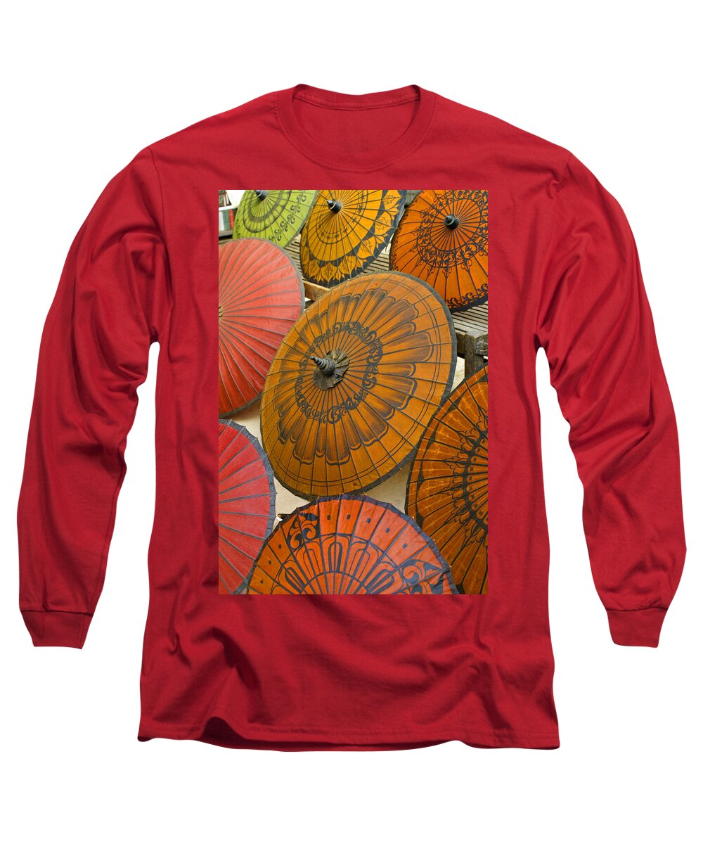 Oriental Long Sleeve T-Shirt featuring the photograph Asian Umbrellas by Michele Burgess