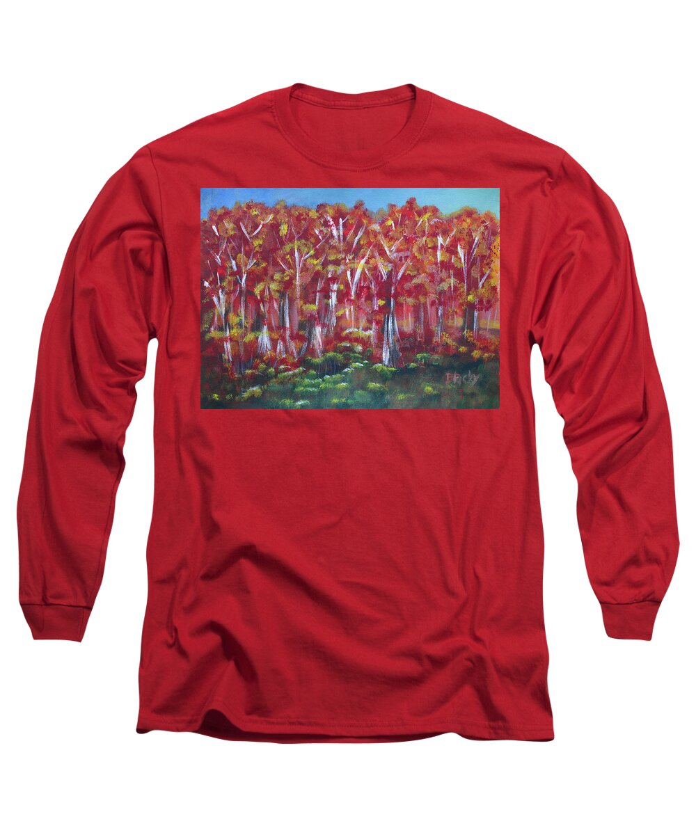 Fall Long Sleeve T-Shirt featuring the painting Aspen Fall by Donna Blackhall