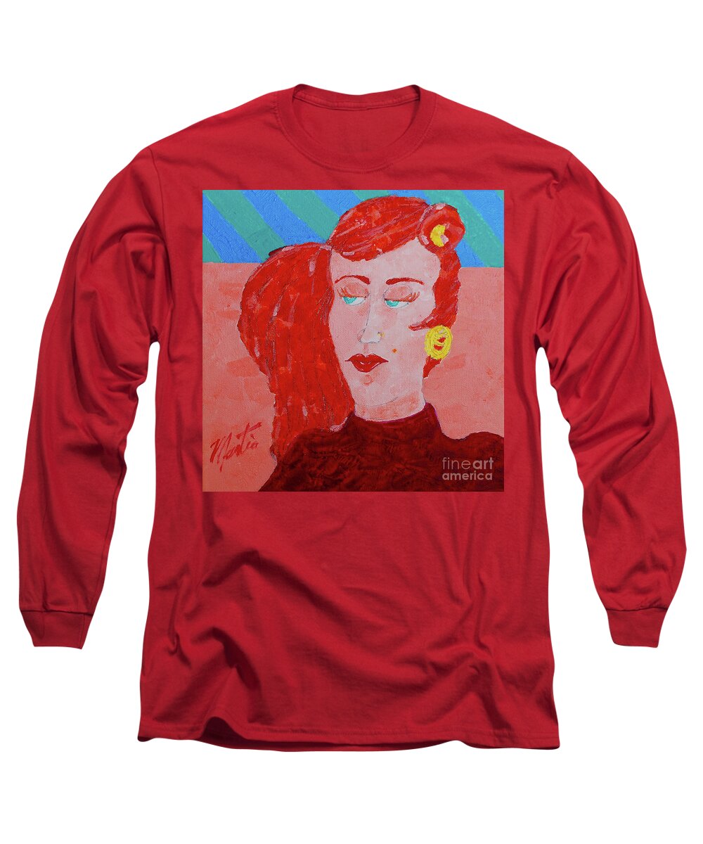 Portrait Long Sleeve T-Shirt featuring the painting Attitudes by Art Mantia