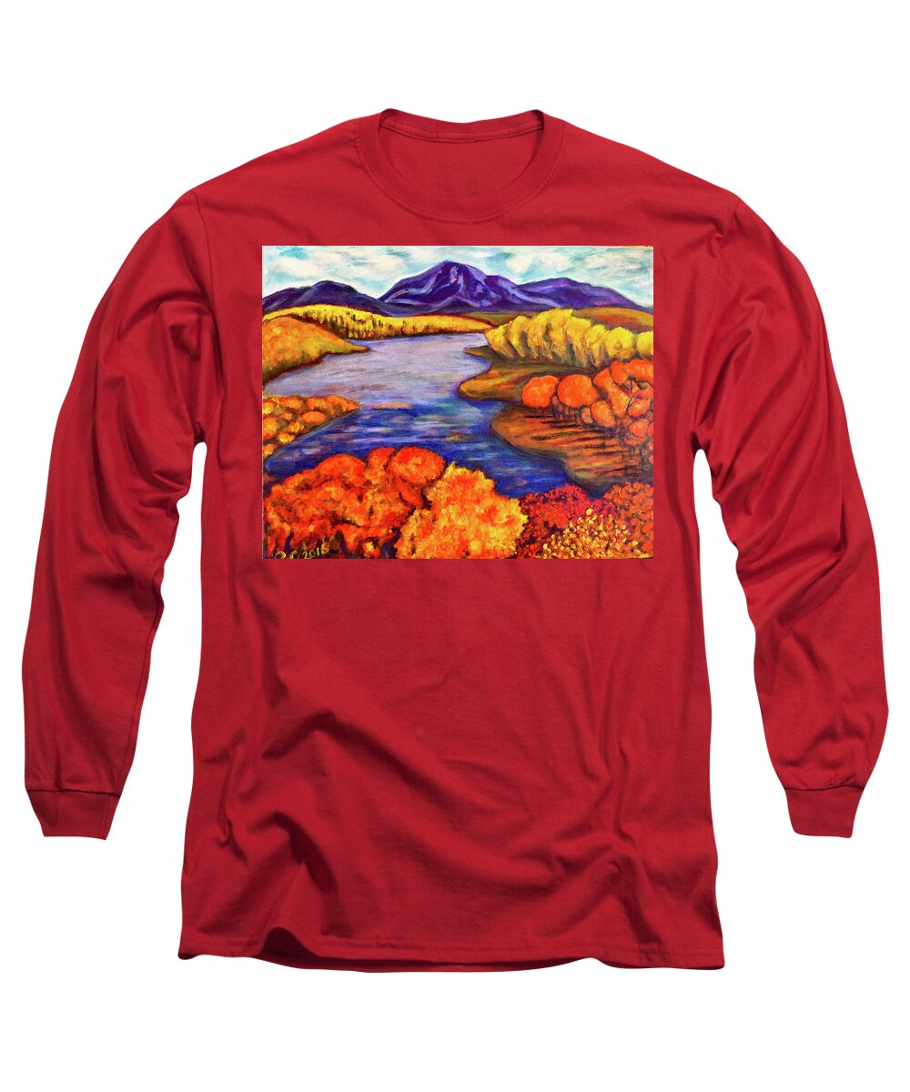 Painting Long Sleeve T-Shirt featuring the painting Autumn Hues by Rae Chichilnitsky