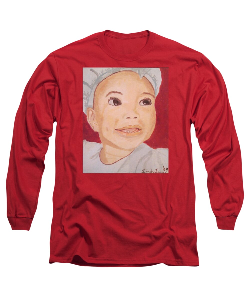 Cute Long Sleeve T-Shirt featuring the painting Baby Oisin by Jennylynd James