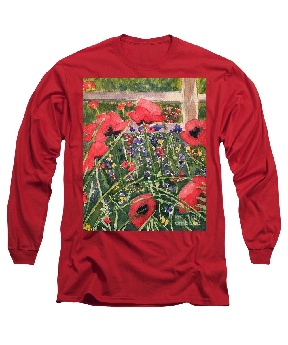 Flowers Long Sleeve T-Shirt featuring the painting Beautiful Poppies by Sue Carmony