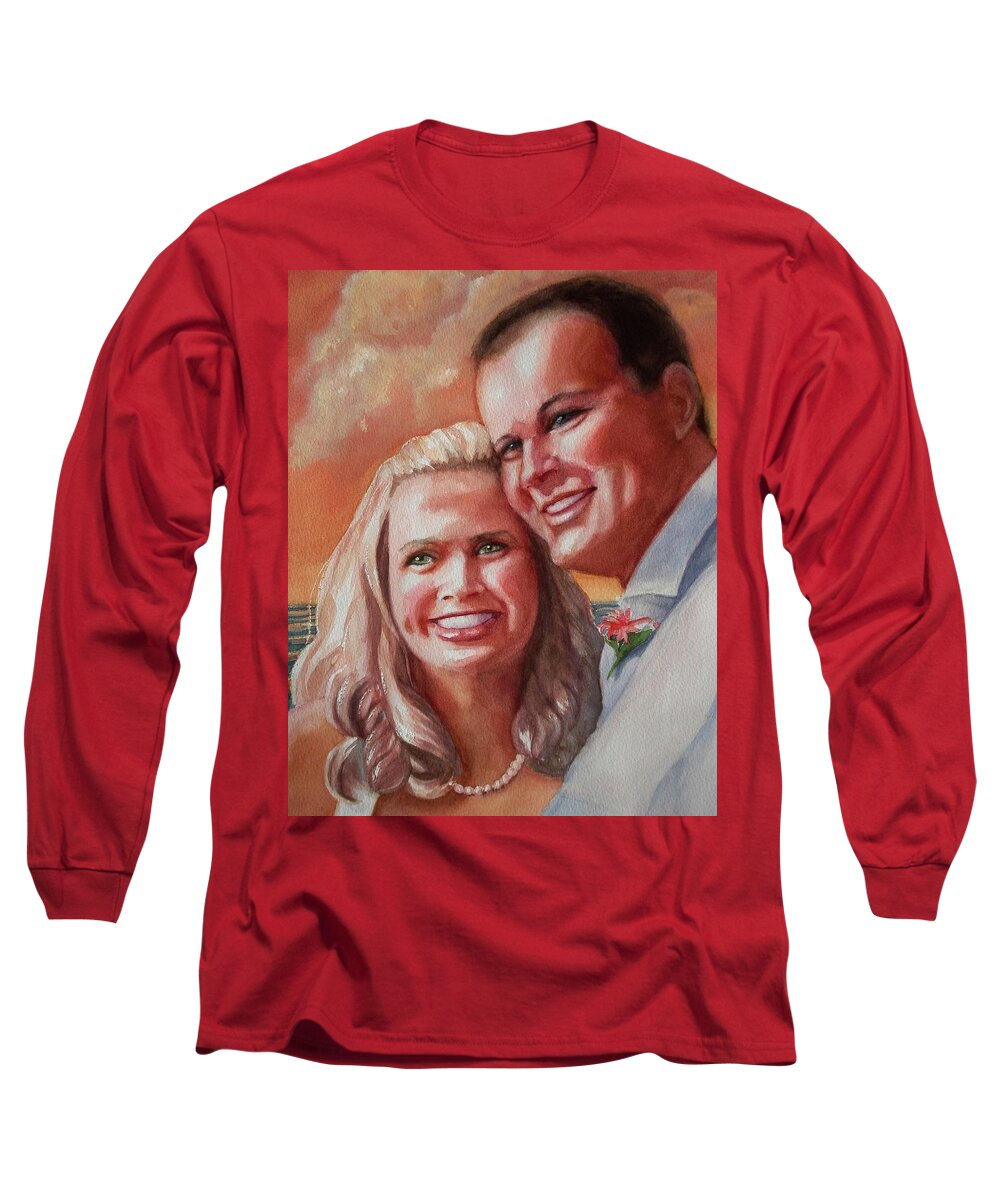 Couple Long Sleeve T-Shirt featuring the painting Becky and Chris by Marilyn Jacobson