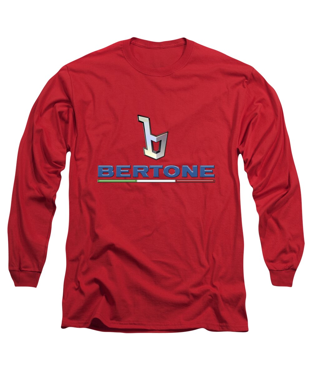 �wheels Of Fortune� Collection By Serge Averbukh Long Sleeve T-Shirt featuring the photograph Bertone 3 D Badge on Red by Serge Averbukh