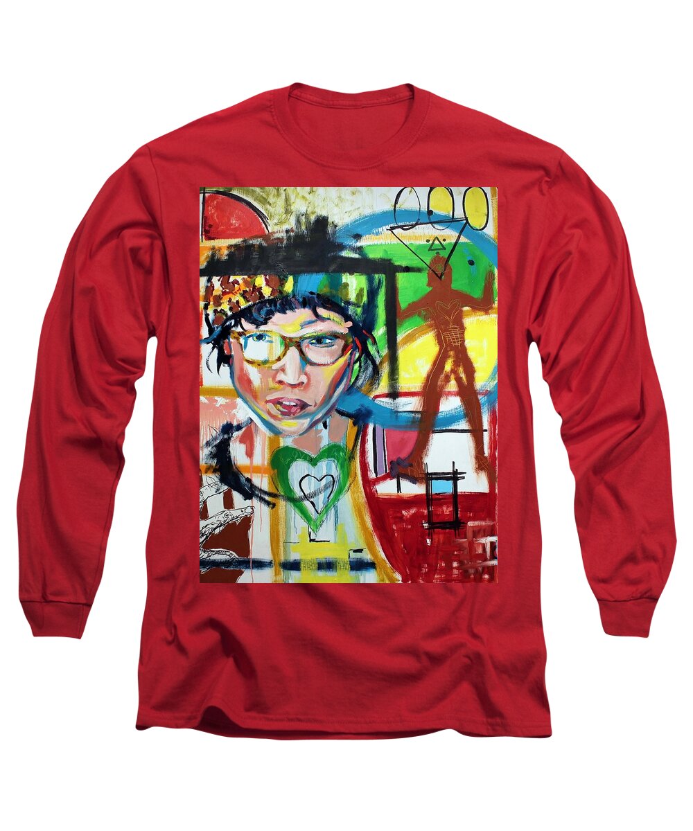 Expressive Long Sleeve T-Shirt featuring the mixed media Beyond the Surface by Aort Reed