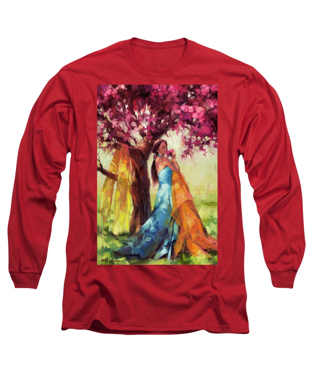 Country Long Sleeve T-Shirt featuring the painting Blossom by Steve Henderson