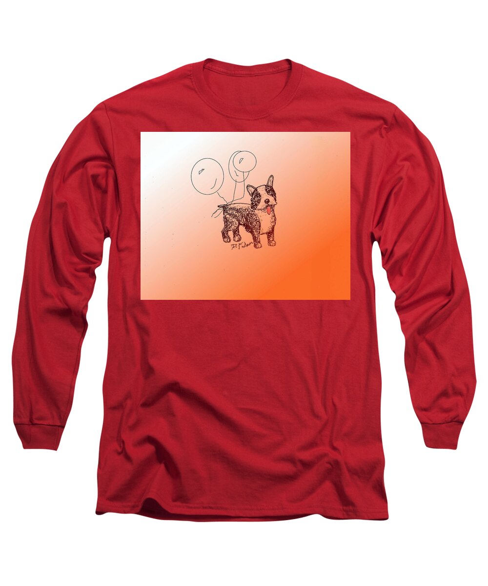 Animal Long Sleeve T-Shirt featuring the drawing Boston Terrier by Denise F Fulmer