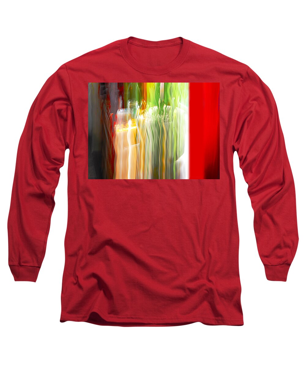 Absract Long Sleeve T-Shirt featuring the photograph Bottle by the window by Sue Capuano