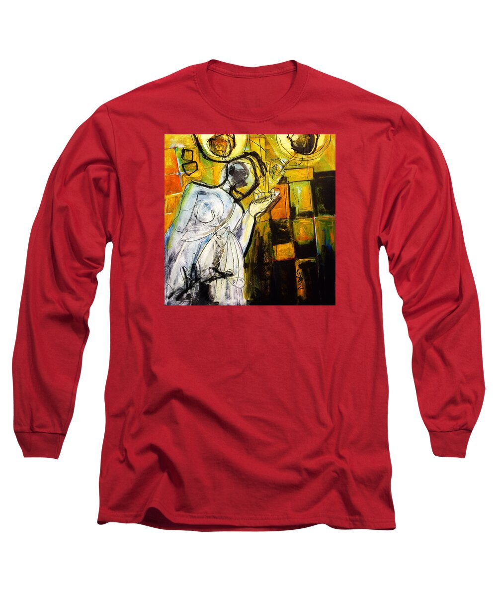 Yellow Long Sleeve T-Shirt featuring the painting Breakfast on Park Road II by Helen Syron