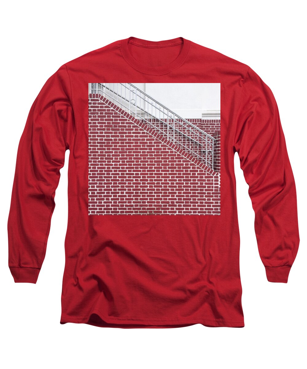 Wall Long Sleeve T-Shirt featuring the photograph Brick wall and stairs by Erik Burg