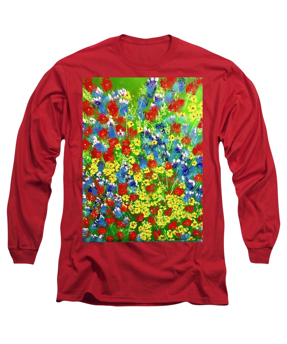 Spring Long Sleeve T-Shirt featuring the painting Brilliant Florals by George Riney