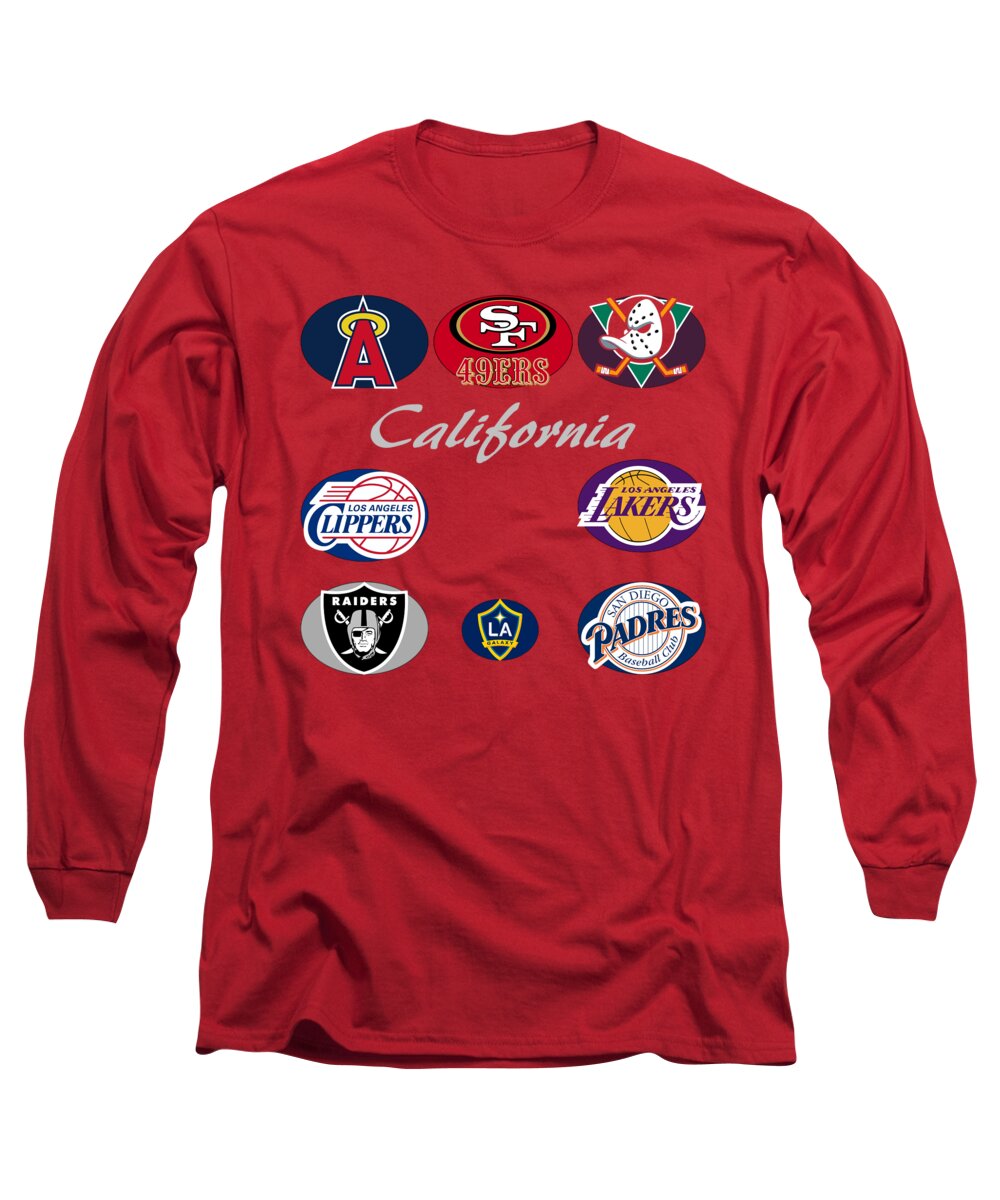 California Long Sleeve T-Shirt featuring the digital art California Professional Sport Teams Collage by Movie Poster Prints