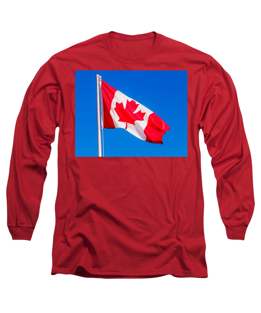 Flag Long Sleeve T-Shirt featuring the photograph Canadian Flag by Lonnie Paulson